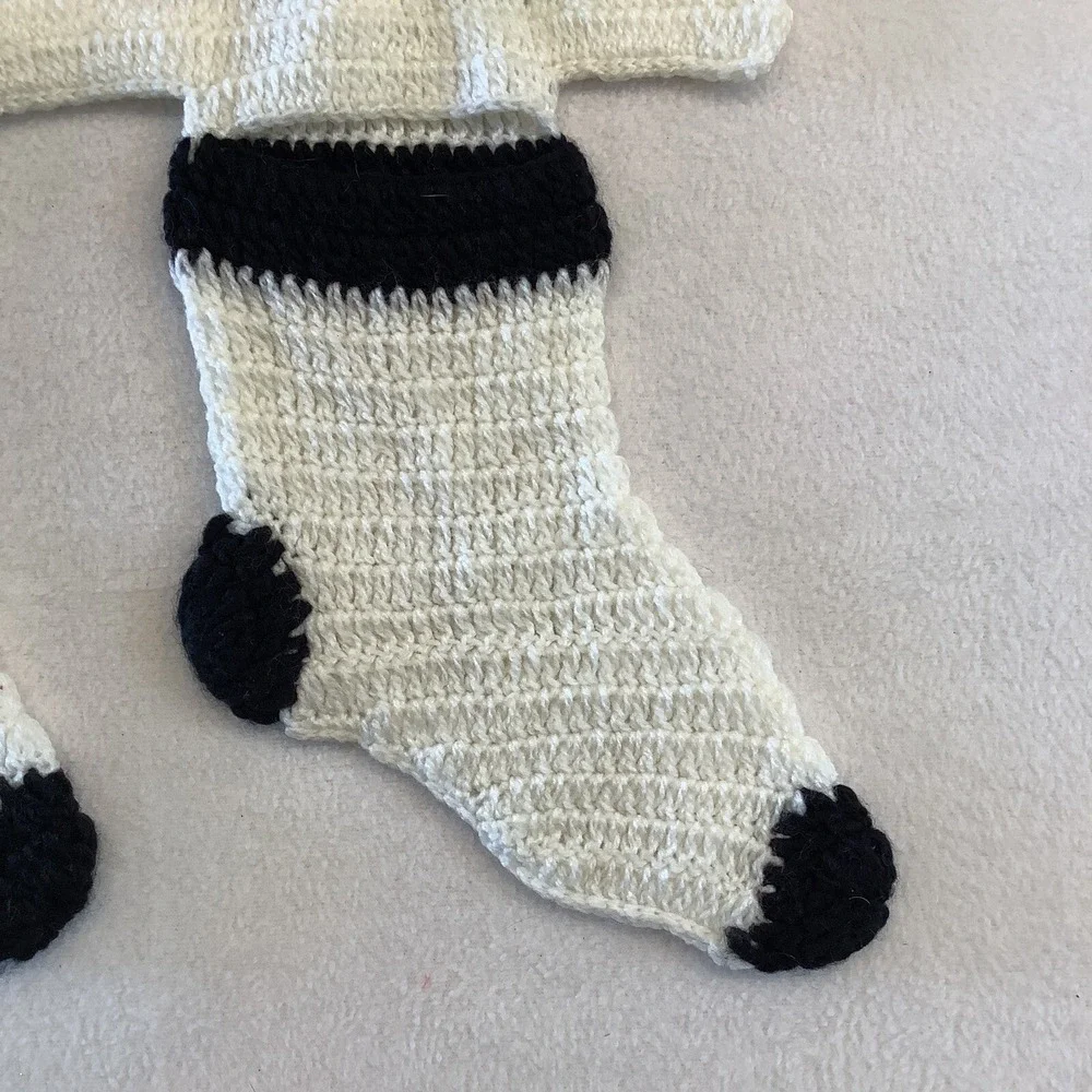 Set Of 2 Snowman Christmas‎ Stockings Handmade Crocheted Holiday